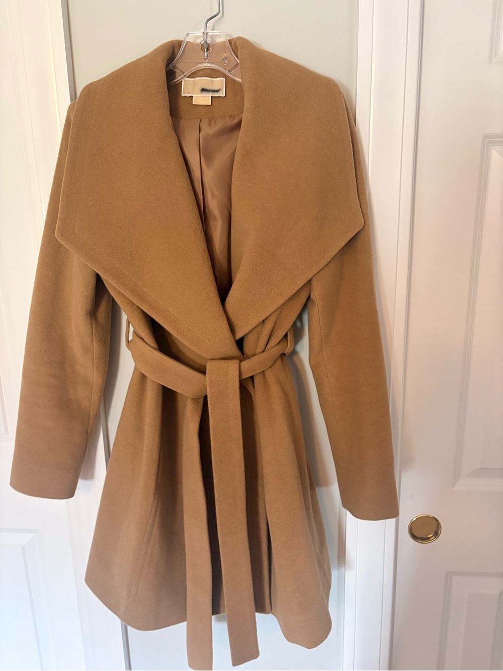 Michael Kors Camel Wrap Belted Trench Coat